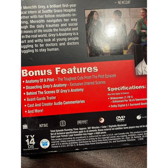 Grey's Anatomy: The Complete First Season‎ DVD Set Medical Drama TV Series - Picture 3 of 7